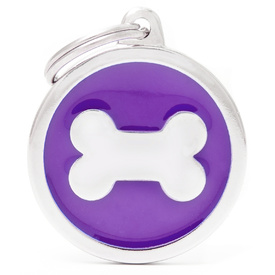 My Family Pet ID Tag Classic Bone Purple Large ~ Includes FREE Engraving