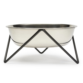 Bendo Luxe Woof Raised Stainless Steel Dog Bowl with Black Steel Stand