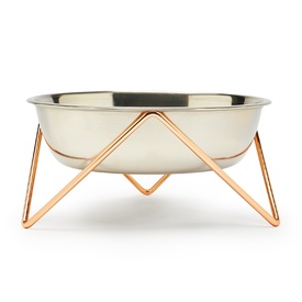 Bendo Luxe Woof Raised Stainless Steel Dog Bowl with Copper Steel Stand