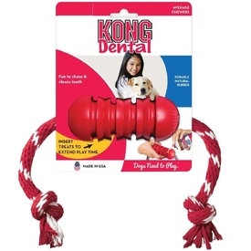 KONG Dental Treat Dispensing Dog Toy with Tug Rope - Medium
