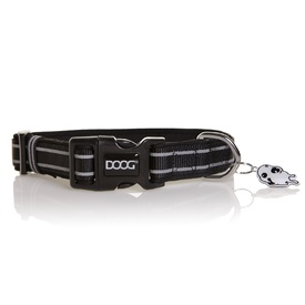 Doog Neoprene Clip Dog Collar - Lassie Black with Reflective Stripe