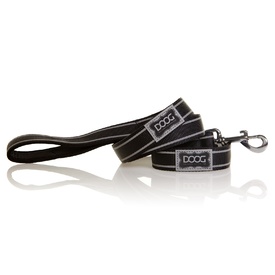 Doog Neoprene Dog Lead - Lassie - Black with Reflective Stripes