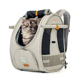 Ibiyaya Adventure Cat & Small Dog Carrier Backpack - Grey-Green