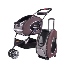 IBIYAYA 5-in-1 Combo EVA Pet Carrier/Pram/Stroller Backpack - Chocolate