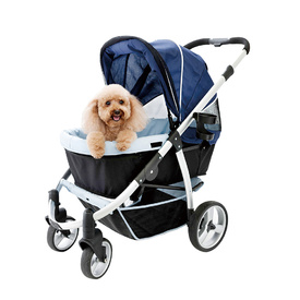 Ibiyaya Collapsible Elegant Retro I Pet Stroller for Cats & Dogs up to 35kg - Navy Blue