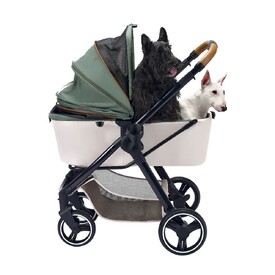 Ibiyaya Retro Luxe Folding Pet Stroller for Pets up to 30kg - Soft Sage 