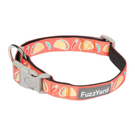 Fuzzyard Neoprene Adjustable Dog Collar with Lockable Buckle - Hey Esse Red Taco