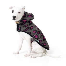 Fuzzyard Australia Dallas - Grey & Pink Knit Leopard Print Dog Hoodie