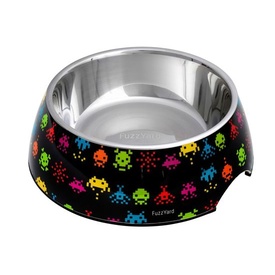 Fuzzyard Melamine & Stainless Steel Dog Bowl - Space Raiders