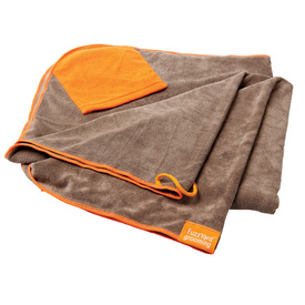 Fuzzyard Microfibre Pet Towel with Hand Pockets - Brown with Orange Trim