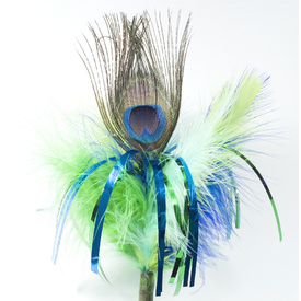 Go Cat Feather Cat Teaser Toy - Peacock Sparkler with Short Wand