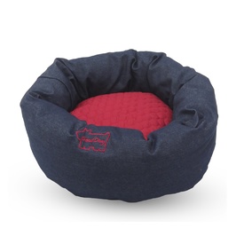 Snooza "Good Dog" Bed - Round in Denim & Burgundy - Small