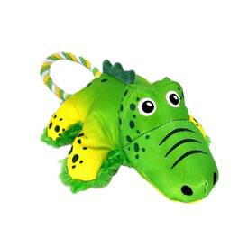 KONG Cozie Tuggz Rope Sqeueaker Dog Toy - Alligator Bulk Pack of 3