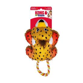 KONG Cozie Tuggz Rope Sqeueaker Dog Toy - Cheetah Bulk Pack of 3 or 4