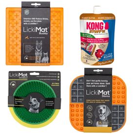 Lickimat Slow Food and Anti-Anxiety Bowls for Dogs - 4 Item Super Bundle