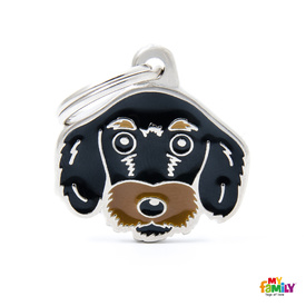 My Family Pet ID Tag Long Hair Dachshund Black ~ Includes FREE Engraving