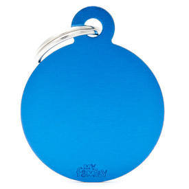 My Family Pet ID Tag Large Blue Circle - Includes Engraving