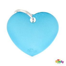 My Family Pet ID Tag Classic Heart Light Blue Large ~ Includes FREE Engraving
