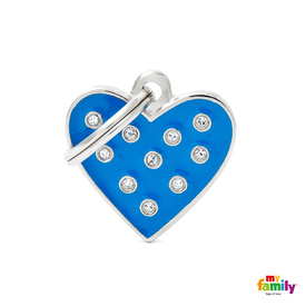 My Family Pet ID Blue Heart with Swarovski Elements ~ Includes FREE Engraving