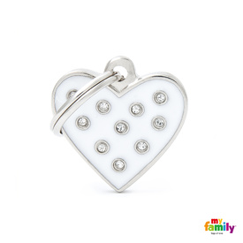 My Family Pet ID White Heart with Swarovski Elements ~ Includes FREE Engraving
