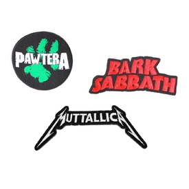 Pethaus Heavy Metal Patch Set for Jackets & Bandanas - Muttallica/Pawtera/Bark Sabbath