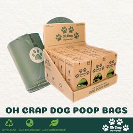Oh Crap Compostable Dog Poop Bags - 12 Boxes x 4 Rolls per Box (48 rolls)