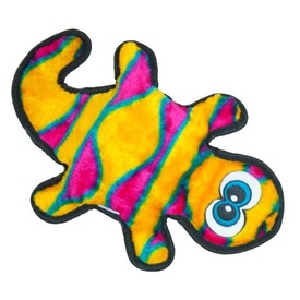 Outward Hound Invincibles Plush Low Stuffing Squeaker Dog Toy - Orange & Pink Gecko