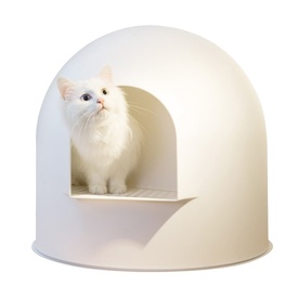 Pidan Igloo Covered Cat Litter Tray - Stops Tracking - White