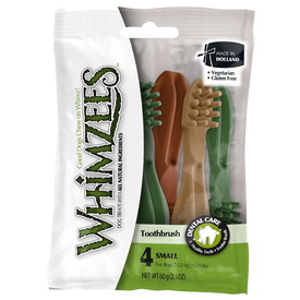 Whimzees Grain Free Veggie Dental Treats Toothbrush for Small Dogs 4-Pack