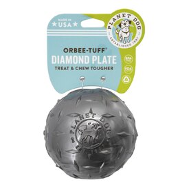 Planet Dog Orbee Double-Tuff Diamond Plate Tough Dog Toy in Grey - Ball Large