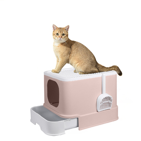 PaWz Cat Litter Box Fully Enclosed Kitty Toilet Trapping Odour Control Basin - Coffee