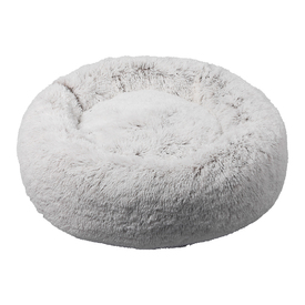 Pet Bed Cat Dog Donut Nest Calming Mat Soft Plush Kennel - White Coffee