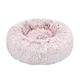 Pet Bed Cat Dog Donut Nest Calming Mat Soft Plush Kennel - Pink - Large