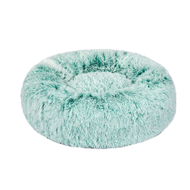 Pet Bed Cat Dog Donut Nest Calming Mat Soft Plush Kennel - Teal