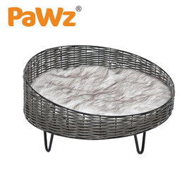 Rattan Cat and Small Dog Enclosed Pet Bed Puppy House with Soft Cushion
