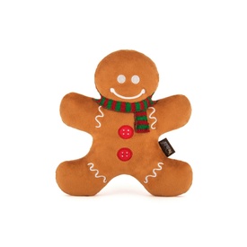 PLAY Christmas Holiday Classic Plush & Squeaker Dog Toy - Holly Jolly Gingerbread Man