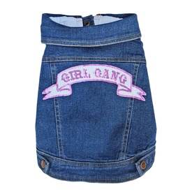 Pethaus Australia Denim Jacket Dog Vest Jacket with Sequinned Girl Gang Patch