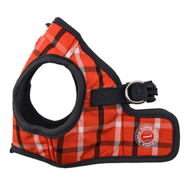 Puppia Baxter Step-in Showerproof Dog Harness - Orange & Tartan