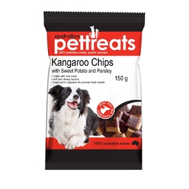 Kangaroo Chips with Sweet Potato & Parsley - Australian Dogs Treats 150g