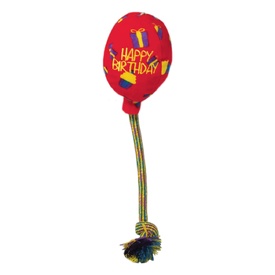 KONG Occasions Birthday Balloon Dog Toy with Rope - Red - Medium