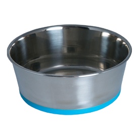 Rogz Slurp Stainless Steel Pet Bowl with Non-Slip Silicone Base in Blue