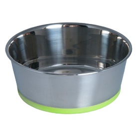 Rogz Slurp Stainless Steel Pet Bowl with Non-Slip Silicone Base in Lime