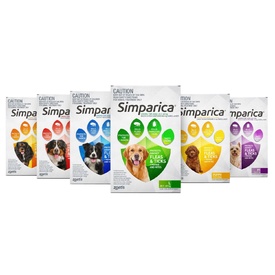 Simparica Monthly Flea & Tick Tablets for Dogs 3-Pack - Choose your size
