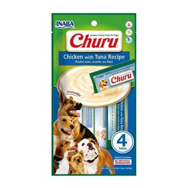 Inaba Dog Churu Meal Topper Treat - Creamy Chicken & Tuna Puree - 24 x 14g Tubes