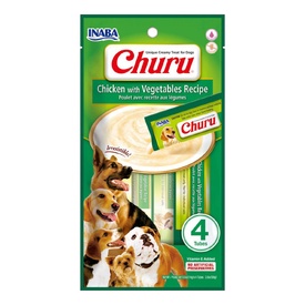 Inaba Dog Churu Meal Topper Treat - Creamy Chicken & Vegetable - 24 x 14g Tubes