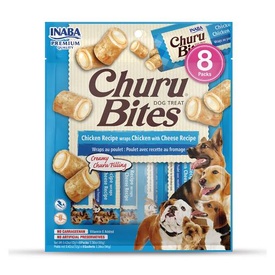 Inaba Dog Churu Bites Treats Chicken Wraps with Creamy Cheese Filling 48 x 12g Tubes