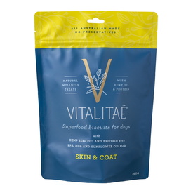 Vitalitae Superfood & Hemp Oil Dog Treats - Skin & Coat Biscuits - 350g