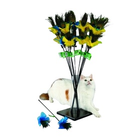PURRfect Peacock Feather Teaser Interactive Cat Toy with Bonus Attachment