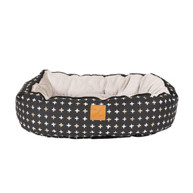 Mog & Bone 4 Seasons Reversible Dog Bed - Black Metallic Cross