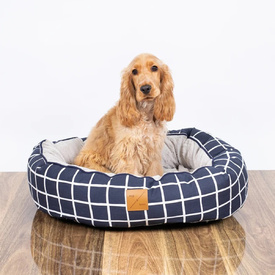 Mog & Bone 4 Seasons Reversible Dog Bed - Navy Check - Large